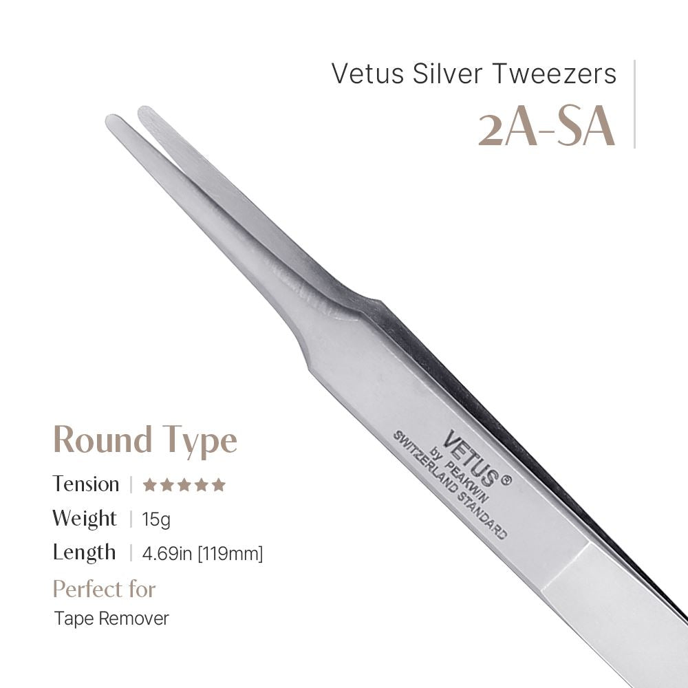 Vetus Silver Tweezers (Round Tip) - 2A-SA (Round Shape)