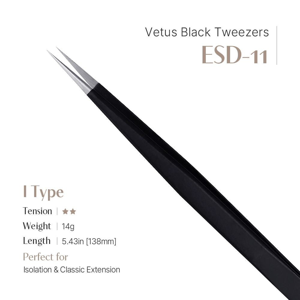 Black Vetus Tweezer - ESD-11 (I shape)