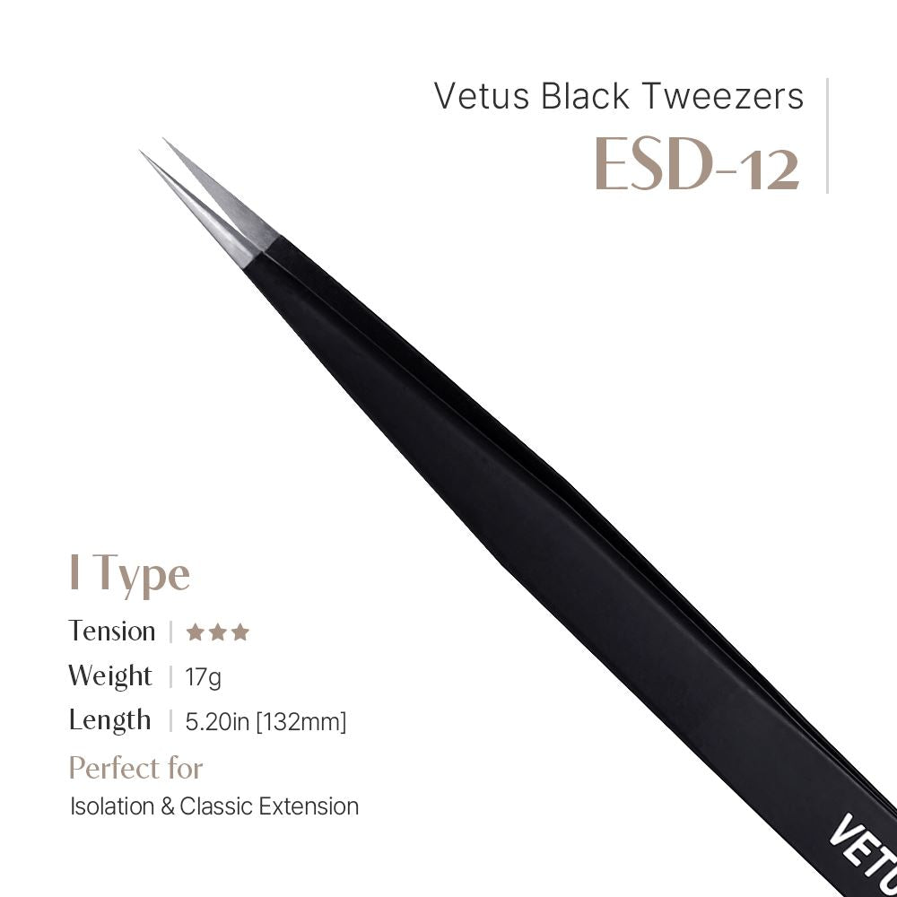 Black Vetus Tweezer - ESD-12 (I shape)