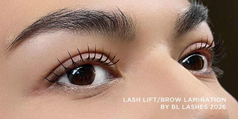 close-up of eyes with natural lashes after korean lash lift