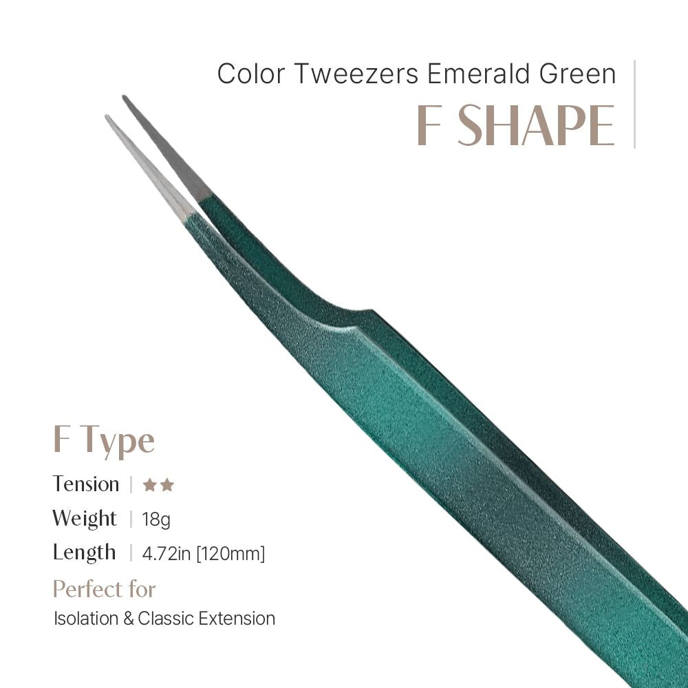 Color Tweezer - Emerald Green (F shape)