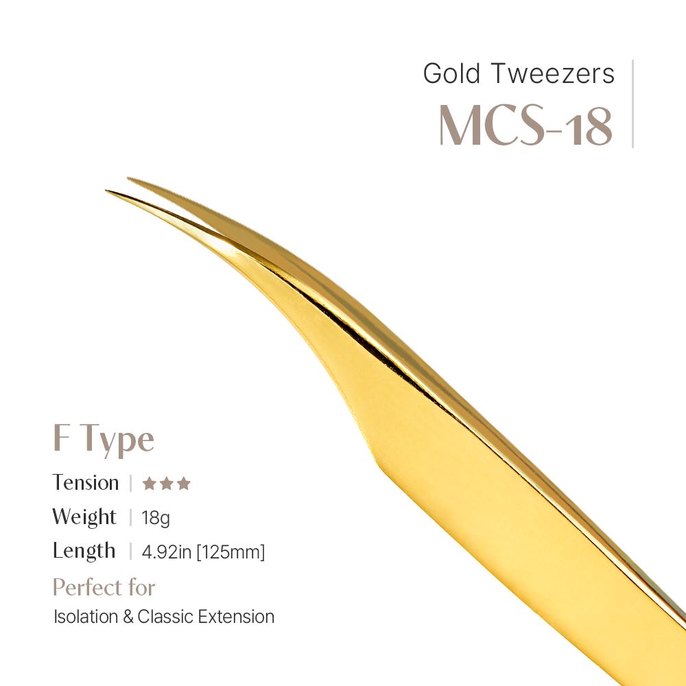 Gold Tweezers - MCS-18 (F shape)