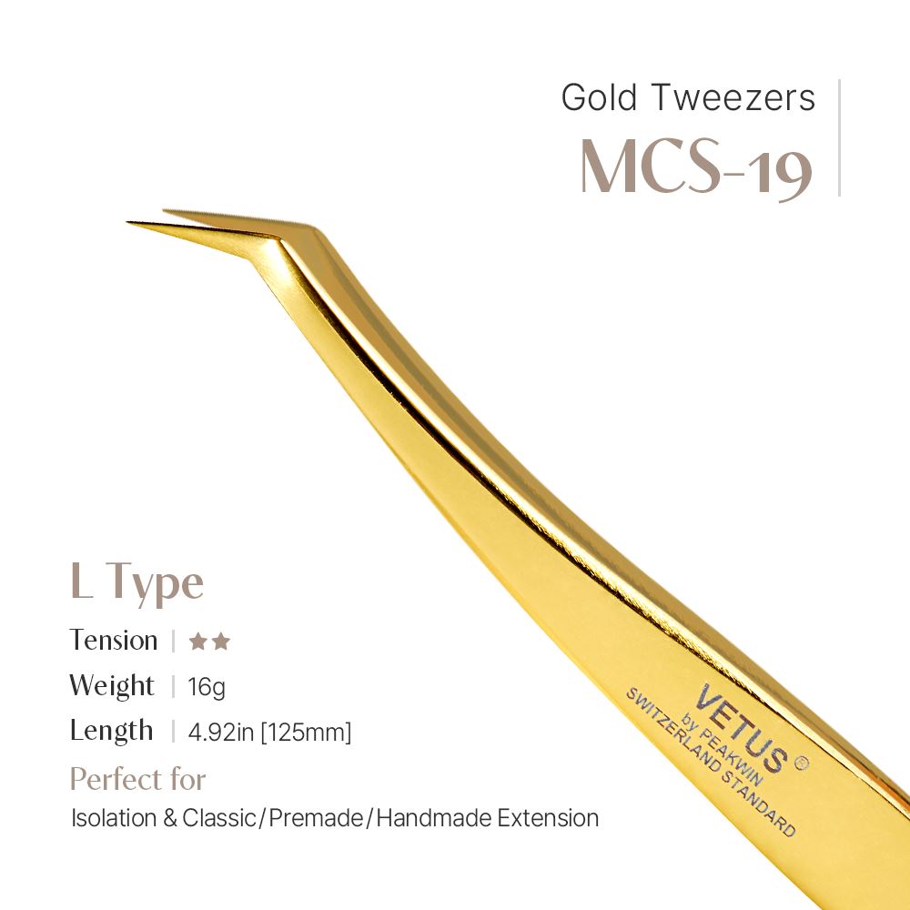 Gold Tweezers - MCS-19 (L shape)