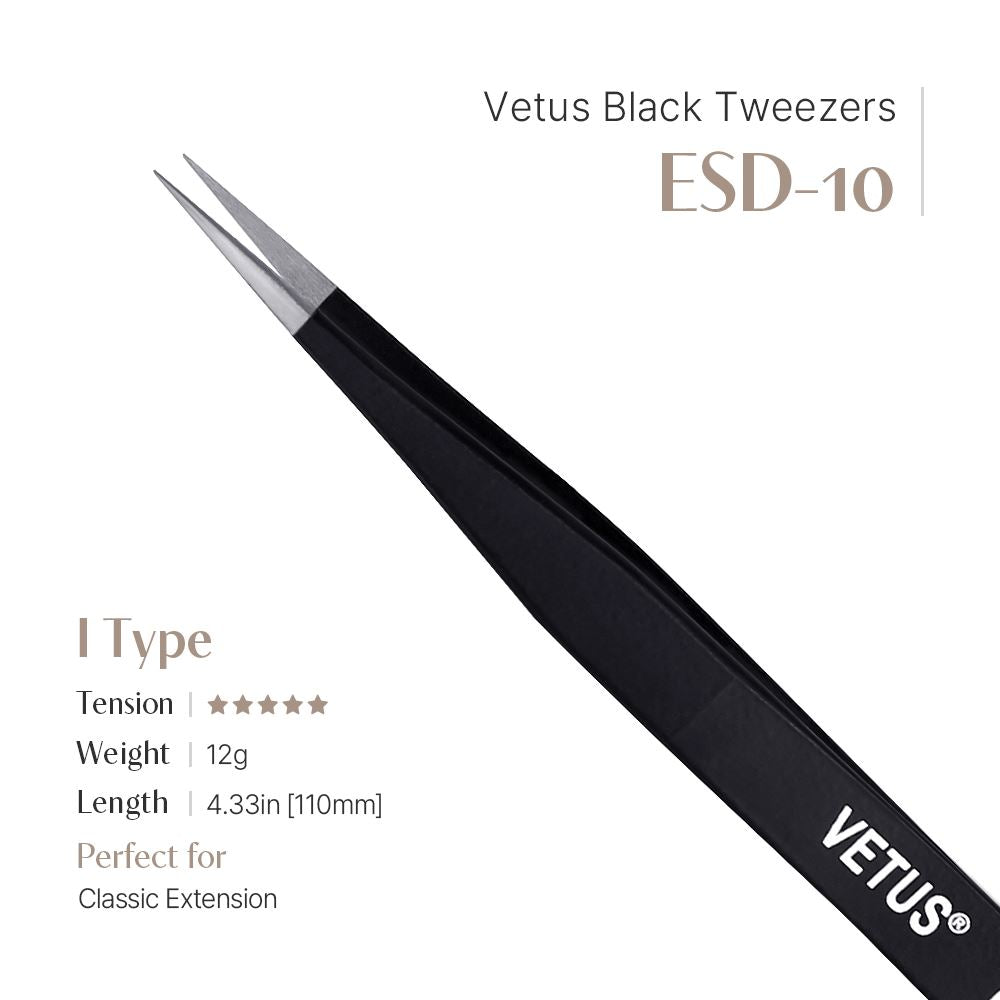 Black Vetus Tweezer - ESD-10 (I shape)