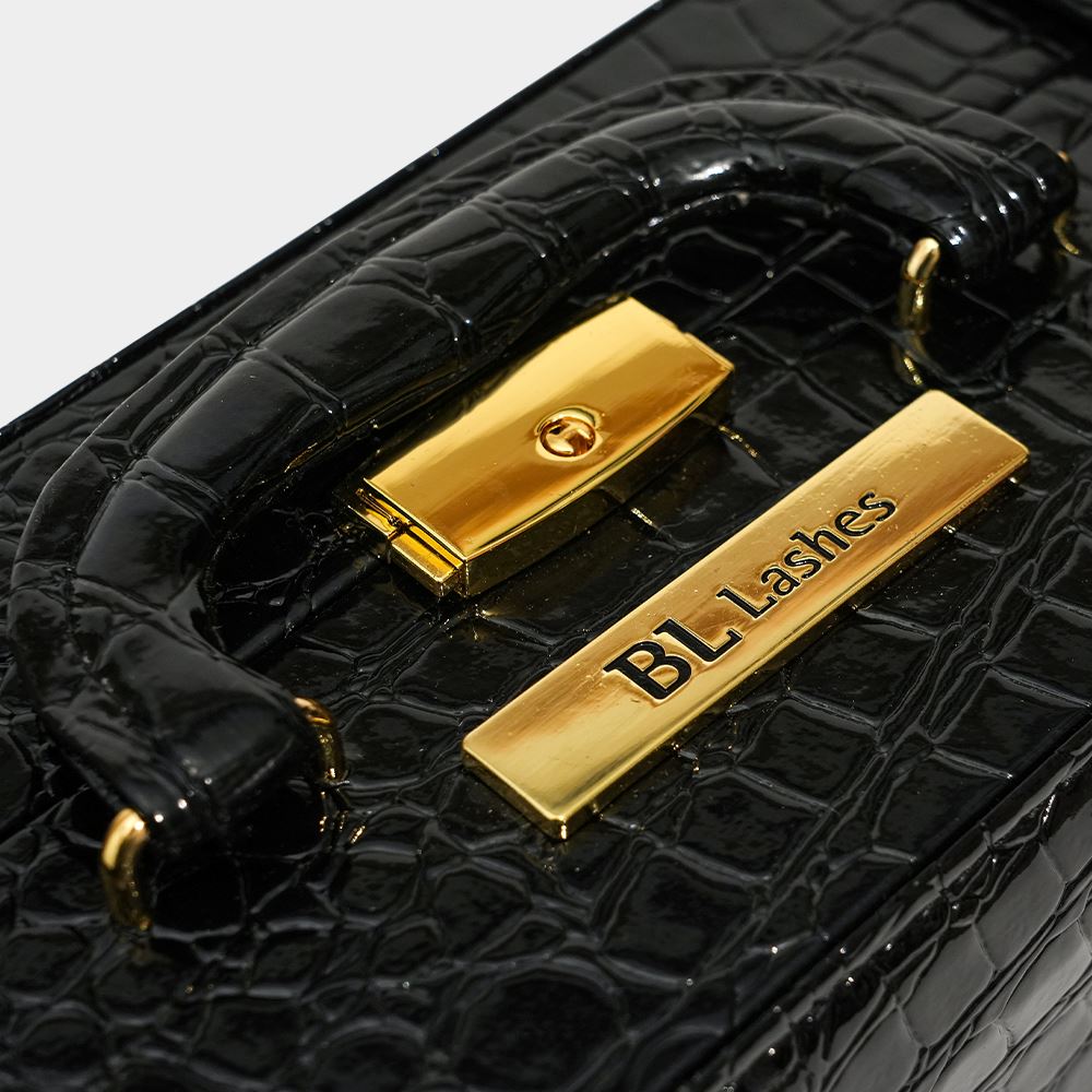 Estuche de belleza negro Faux-Croc