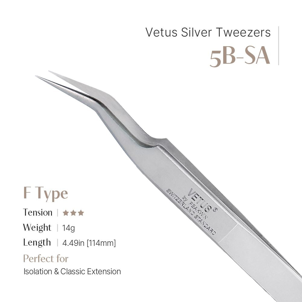Vetus Silver Tweezers  - 5B-SA (F shape)
