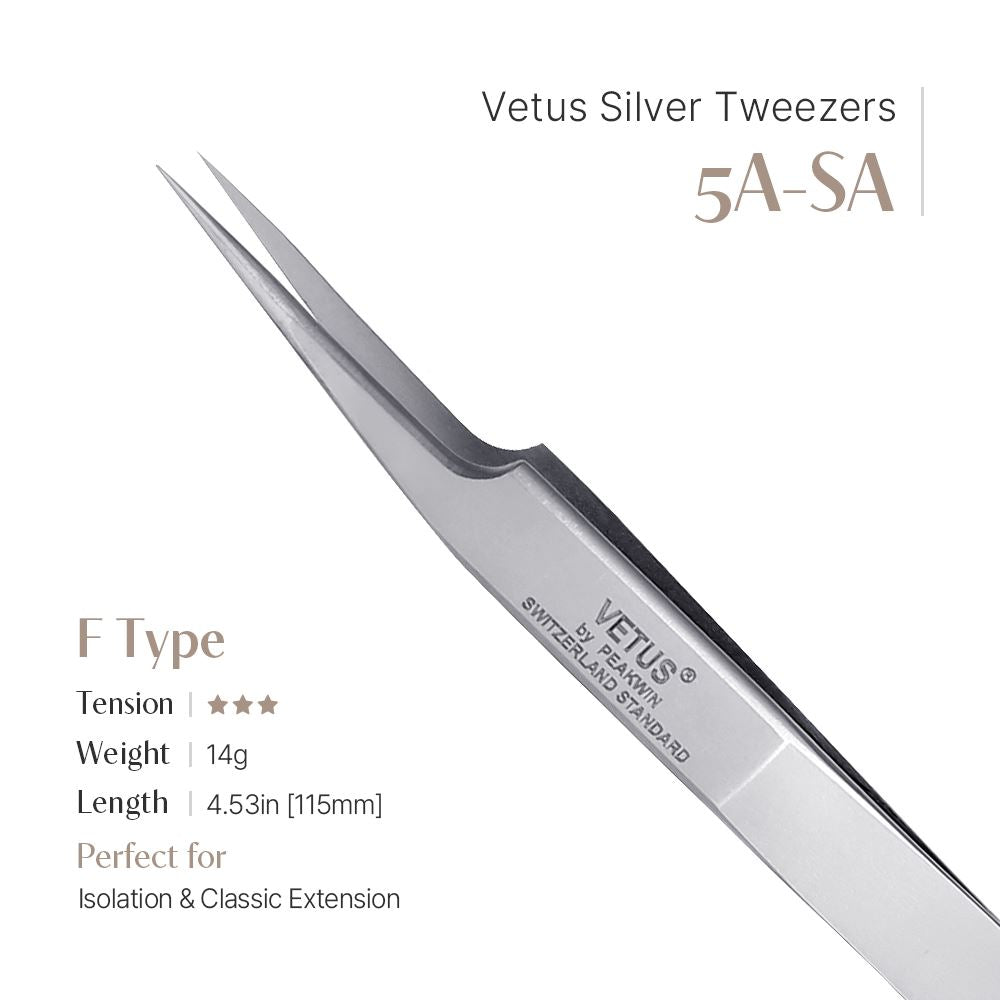 Vetus Silver Tweezers (Straight) - 5A-SA (F shape)